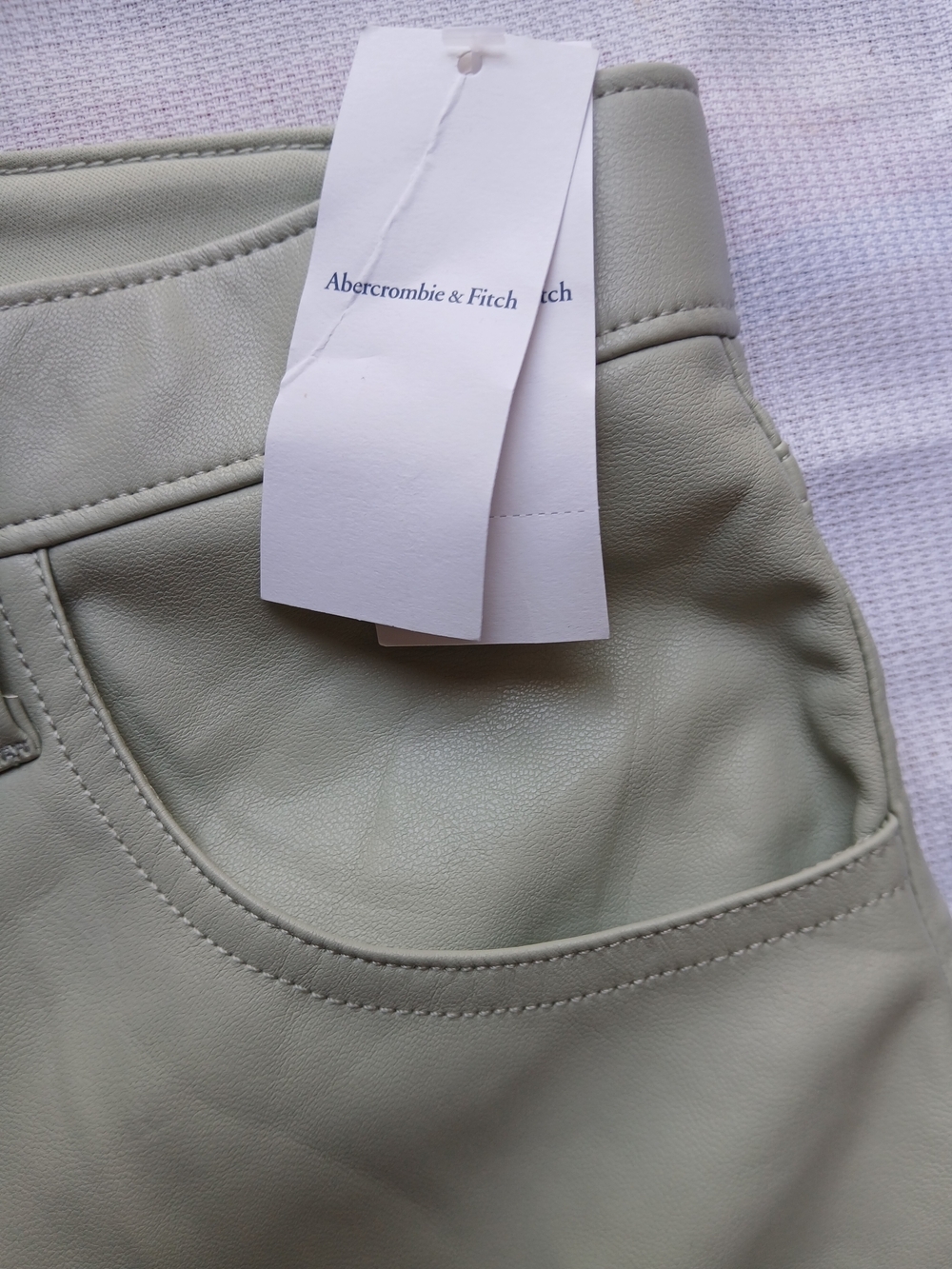 Abercrombie & Fitch Light Beige Leather-Look Pants - Picture 4 of 5